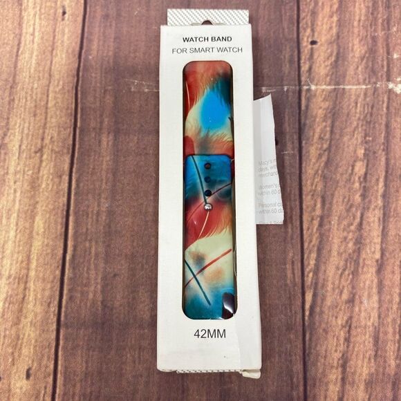 MACY’S BLUE AND RED APPLE WATCH BAND COMPATIBLE WITH 42mm PS07 - Picture 1 of 2